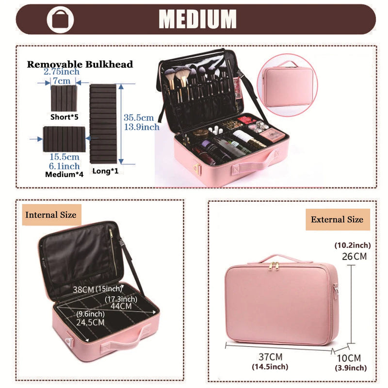 Three-layer Cosmetic Case Large Waterproof Oxford Cloth Manicure Makeup Toolbox,Travel Underwear Storage Box