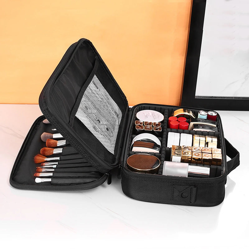 Three-layer Cosmetic Case Large Waterproof Oxford Cloth Manicure Makeup Toolbox,Travel Underwear Storage Box