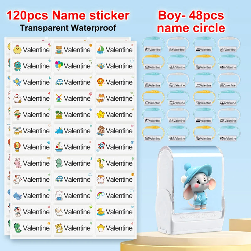 Customized kids name stamp personalized waterproof stamp for school uniform dresses logo shose tags  personalized ink pad stamps