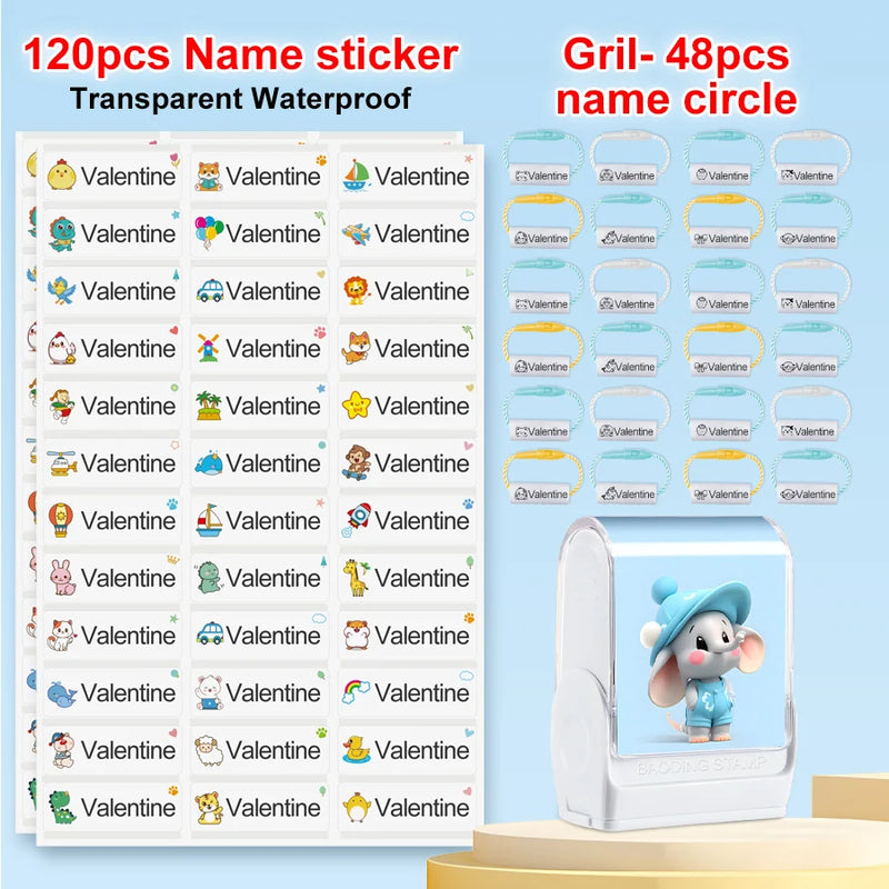 Customized kids name stamp personalized waterproof stamp for school uniform dresses logo shose tags  personalized ink pad stamps