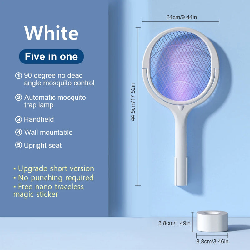 3500V 5in1 Mosquito Killer Lamp Multicunctional Angle Adjustable Bug Zapper Electric USB Rechargeable Mosquito Fly Bat Swatter