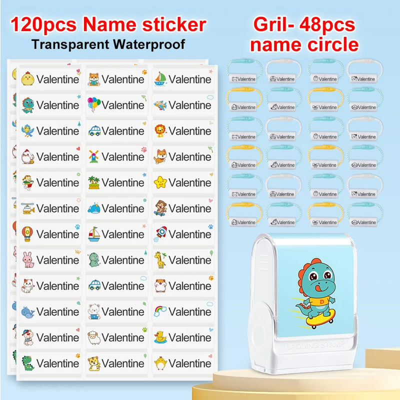 Customized kids name stamp personalized waterproof stamp for school uniform dresses logo shose tags  personalized ink pad stamps