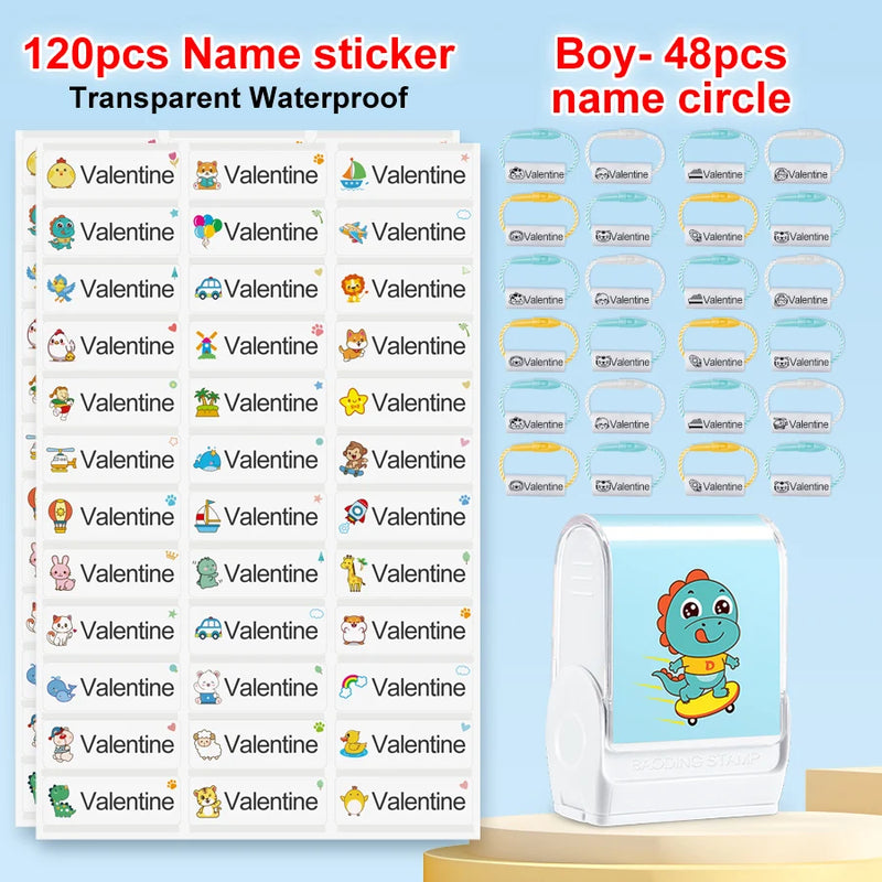 Customized kids name stamp personalized waterproof stamp for school uniform dresses logo shose tags  personalized ink pad stamps