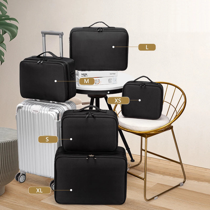 Three-layer Cosmetic Case Large Waterproof Oxford Cloth Manicure Makeup Toolbox,Travel Underwear Storage Box