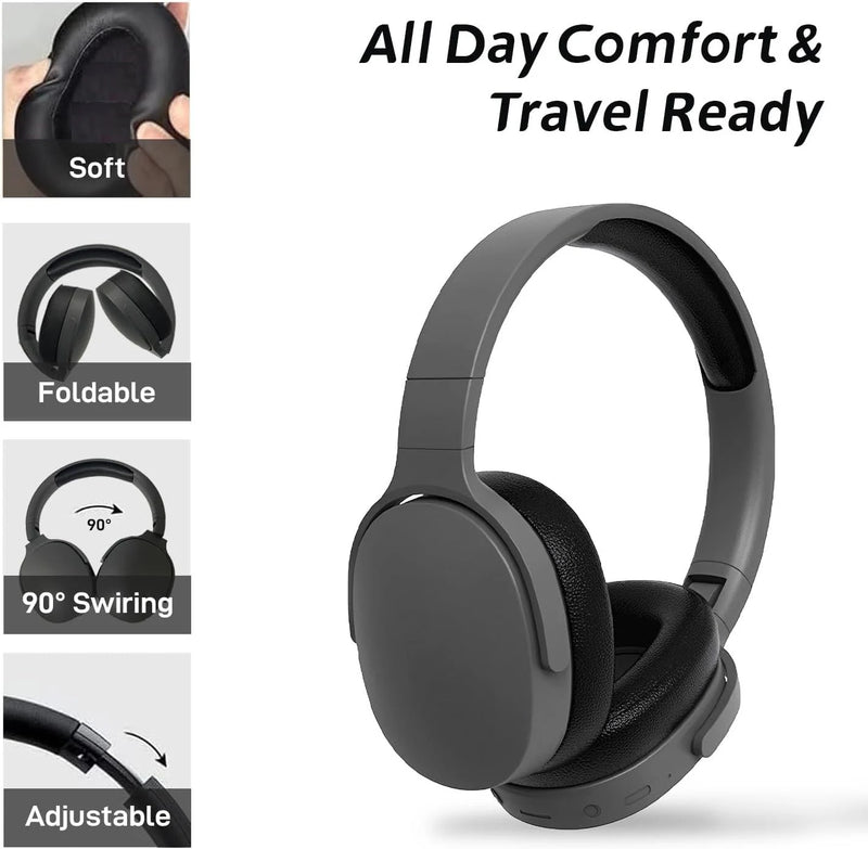 NEWMSNR Wireless Bluetooth5.3 Headphones Over Ear Hifi Stereo Headset True Sports With Earphones TF/AUX Music Player with HD Mic