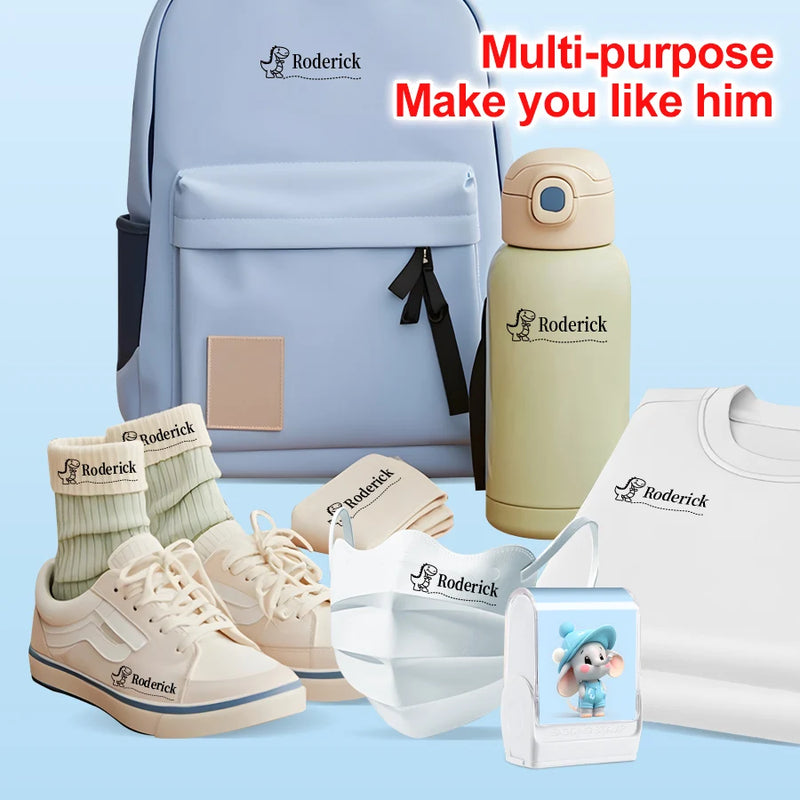 Customized kids name stamp personalized waterproof stamp for school uniform dresses logo shose tags  personalized ink pad stamps
