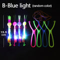 Led Light Arrow Helicopter Slingshot ejection Flying Toy  Kids Adult Mini Flying Toy Blue/Flash Light Rubber Band Catapult Toys