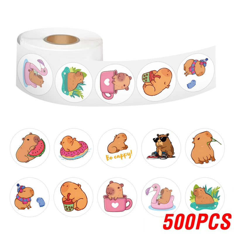 100-500pcs Cute Plump Capybara Cartoon Brown Animals Stickers DIY Scrapbook Phone Reward Seal Label Wall Sticker Kid Toy