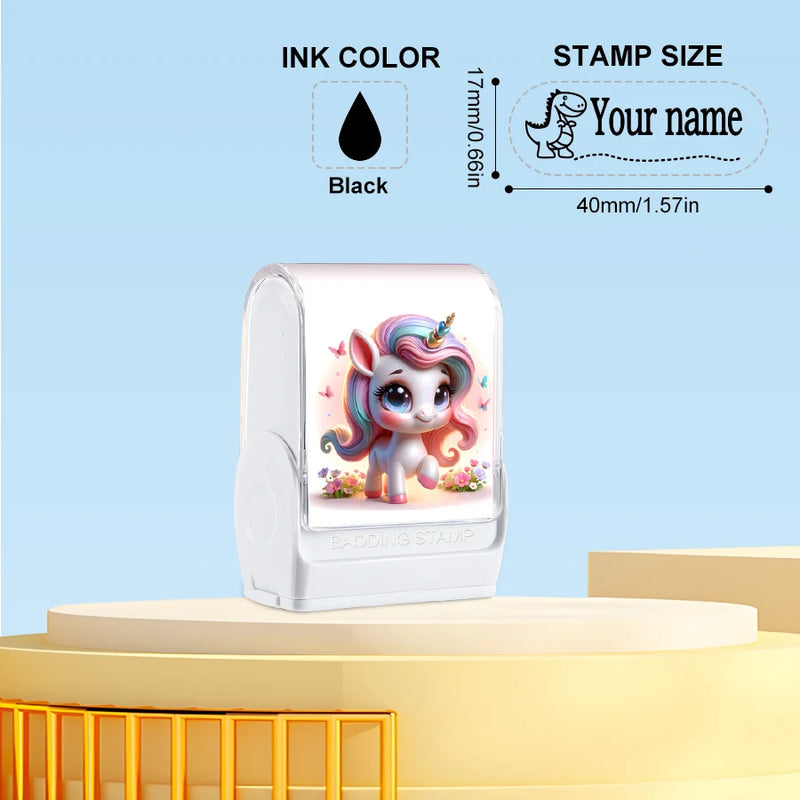 Customized kids name stamp personalized waterproof stamp for school uniform dresses logo shose tags  personalized ink pad stamps