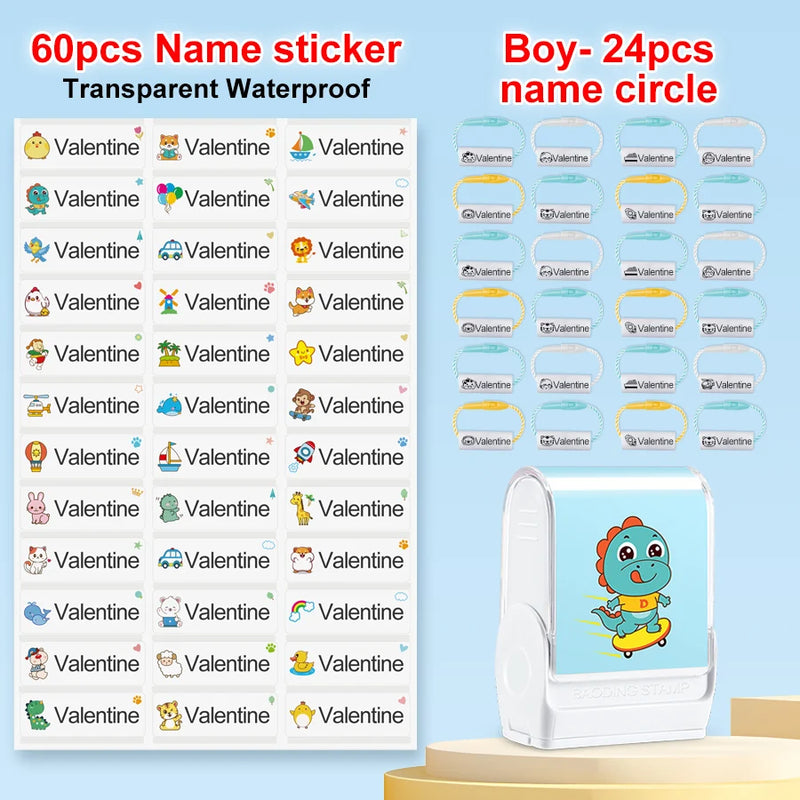 Customized kids name stamp personalized waterproof stamp for school uniform dresses logo shose tags  personalized ink pad stamps