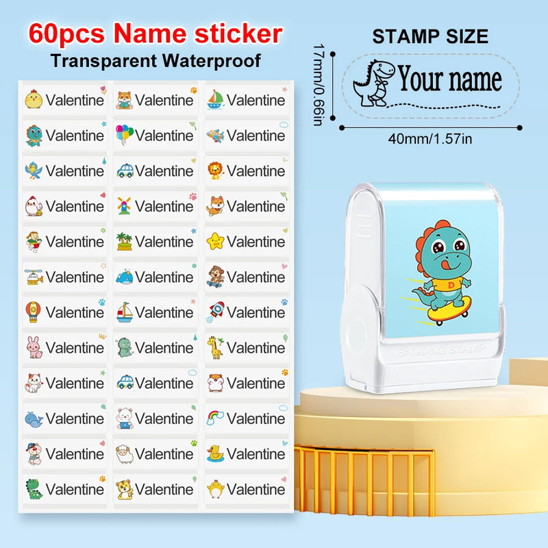 Customized kids name stamp personalized waterproof stamp for school uniform dresses logo shose tags  personalized ink pad stamps