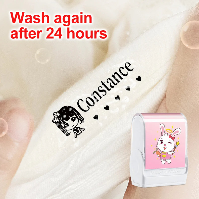 Customized kids name stamp personalized waterproof stamp for school uniform dresses logo shose tags  personalized ink pad stamps