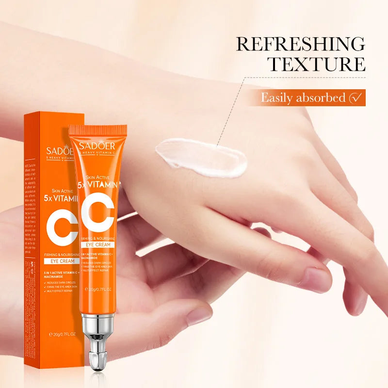 SADOER Vitamin C Eye Cream – Anti-Dark Circles, Puffiness Reduction, Moisturizing & Brightening Eye Care