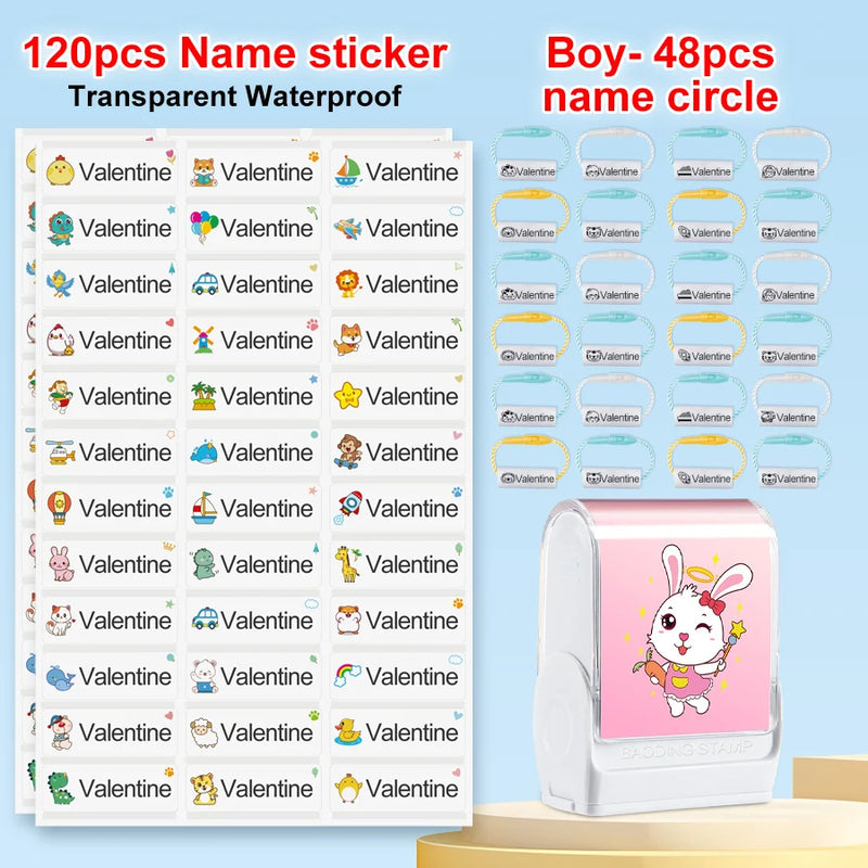 Customized kids name stamp personalized waterproof stamp for school uniform dresses logo shose tags  personalized ink pad stamps