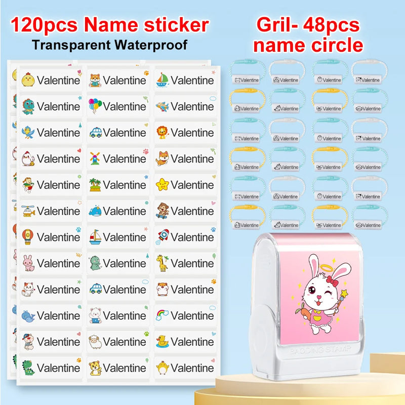 Customized kids name stamp personalized waterproof stamp for school uniform dresses logo shose tags  personalized ink pad stamps