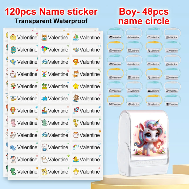 Customized kids name stamp personalized waterproof stamp for school uniform dresses logo shose tags  personalized ink pad stamps