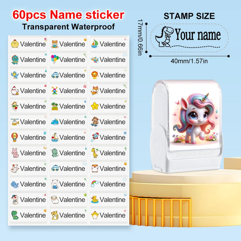 Customized kids name stamp personalized waterproof stamp for school uniform dresses logo shose tags  personalized ink pad stamps