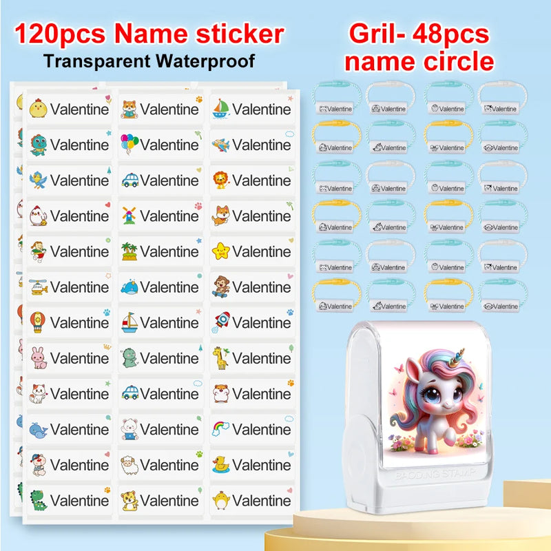 Customized kids name stamp personalized waterproof stamp for school uniform dresses logo shose tags  personalized ink pad stamps
