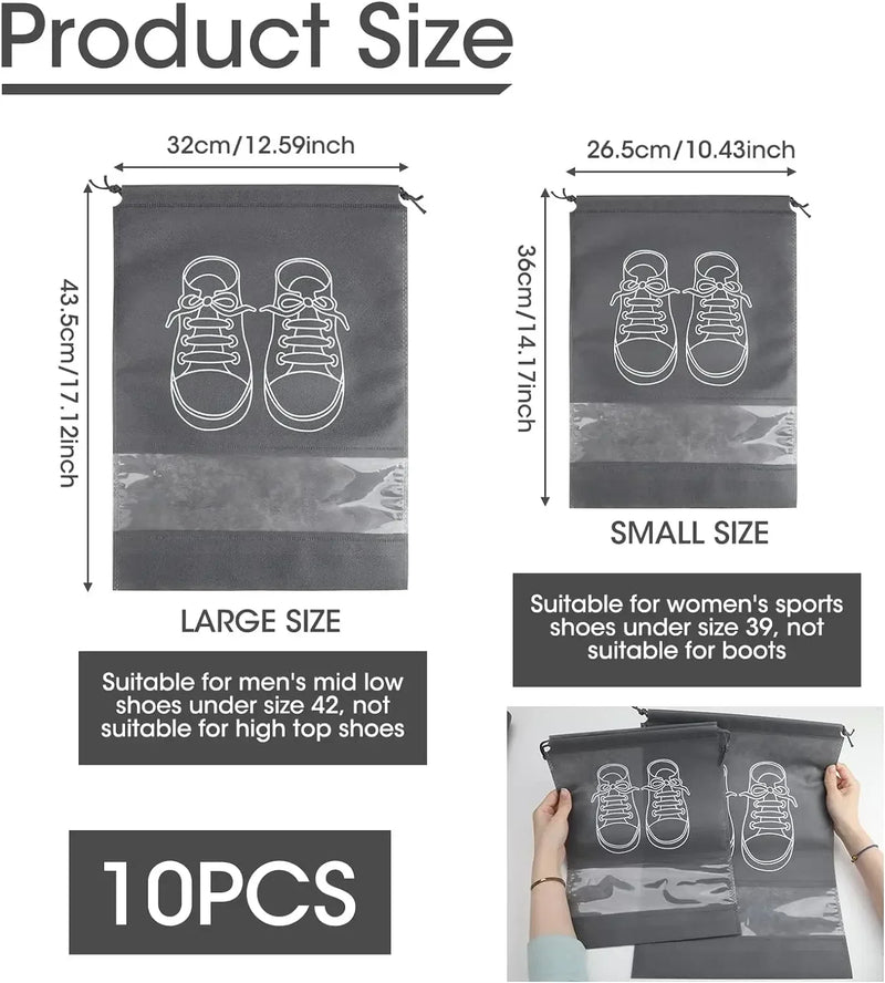 5/10PCS Shoes Storage Organizer Bags Non-Woven Shoe Dust Bags Portable Travel Shoe Bag Shoes Storage Packing Pouch Organizers