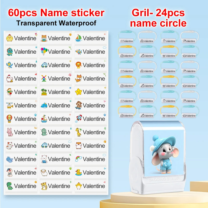 Customized kids name stamp personalized waterproof stamp for school uniform dresses logo shose tags  personalized ink pad stamps