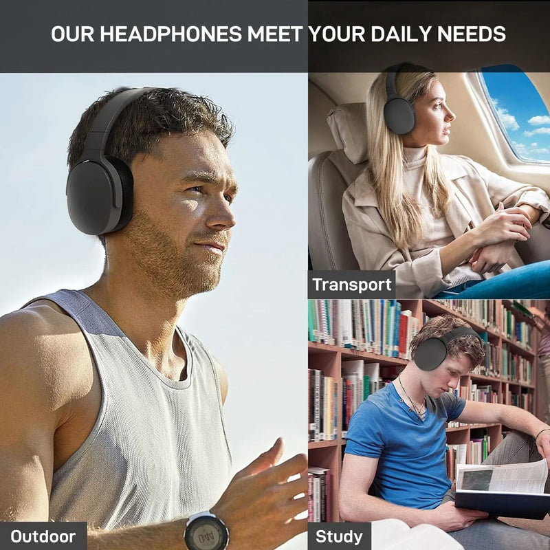 NEWMSNR Wireless Bluetooth5.3 Headphones Over Ear Hifi Stereo Headset True Sports With Earphones TF/AUX Music Player with HD Mic
