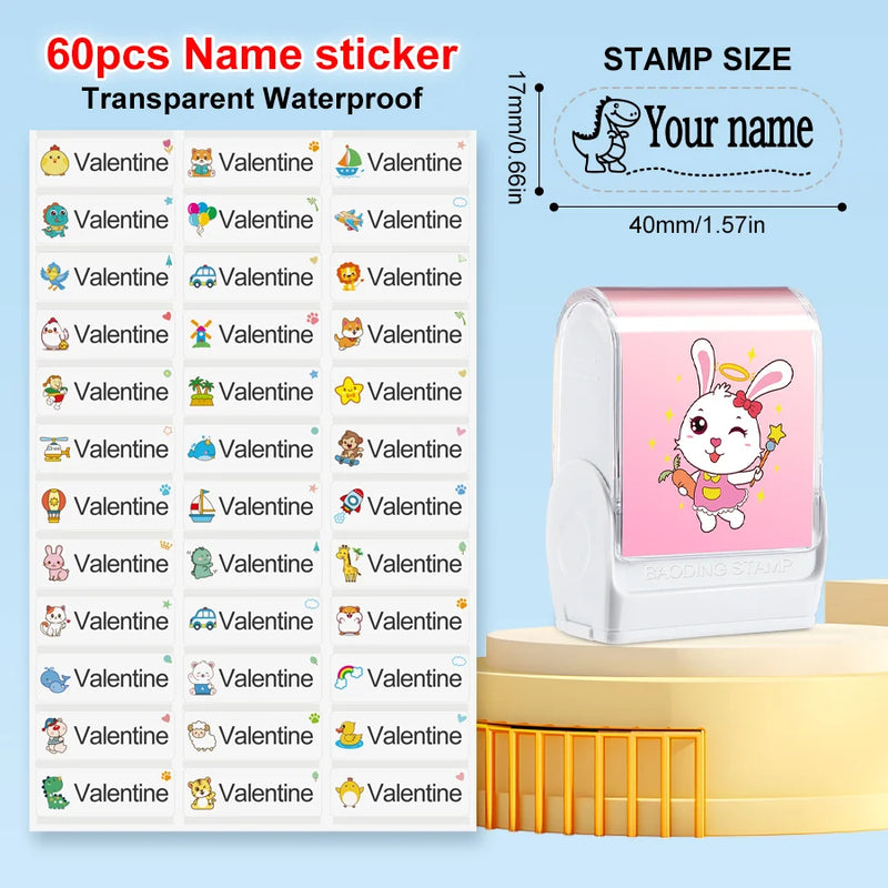 Customized kids name stamp personalized waterproof stamp for school uniform dresses logo shose tags  personalized ink pad stamps