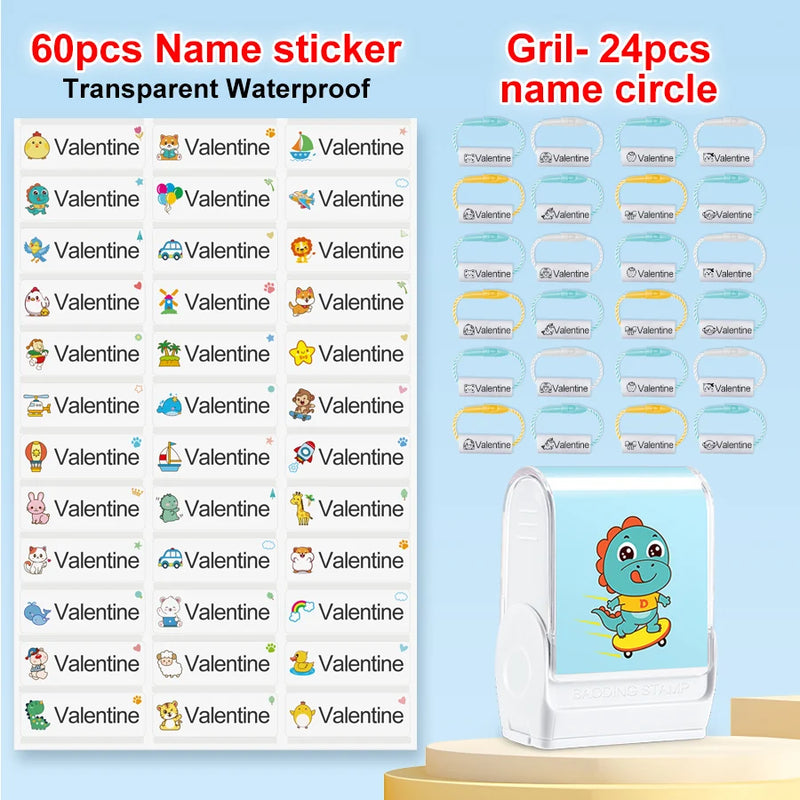 Customized kids name stamp personalized waterproof stamp for school uniform dresses logo shose tags  personalized ink pad stamps