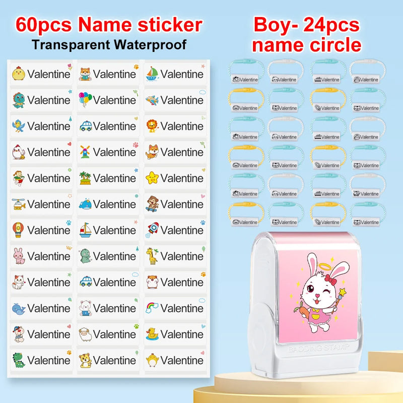 Customized kids name stamp personalized waterproof stamp for school uniform dresses logo shose tags  personalized ink pad stamps
