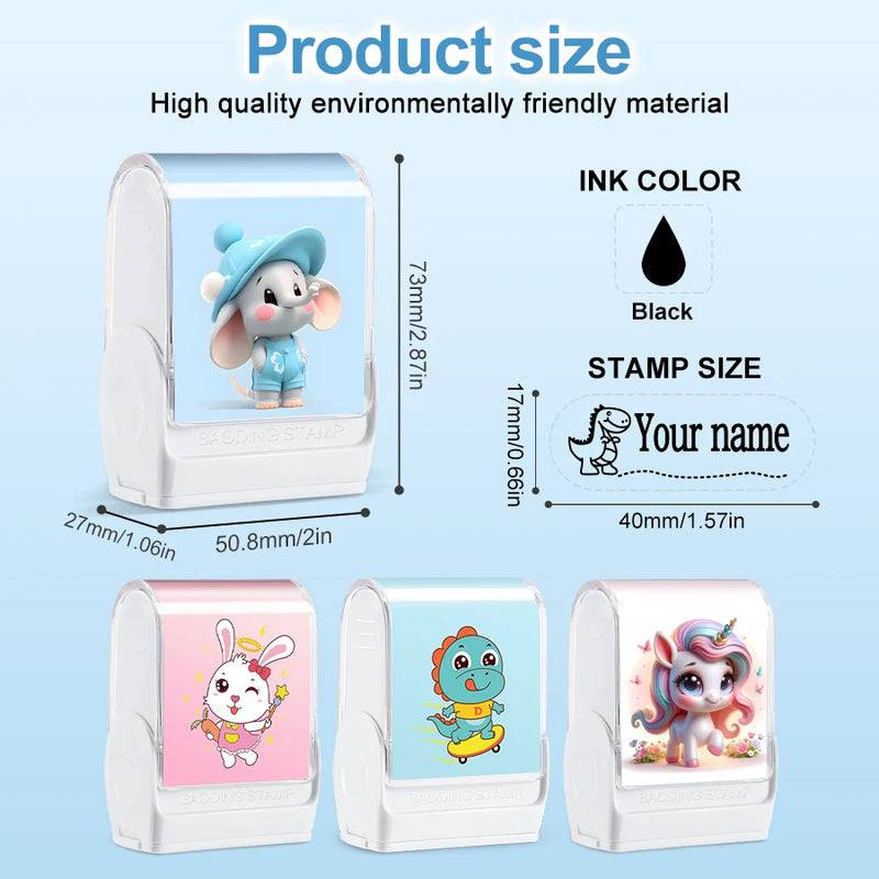 Customized kids name stamp personalized waterproof stamp for school uniform dresses logo shose tags  personalized ink pad stamps