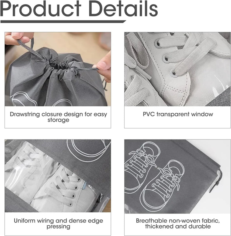 5/10PCS Shoes Storage Organizer Bags Non-Woven Shoe Dust Bags Portable Travel Shoe Bag Shoes Storage Packing Pouch Organizers