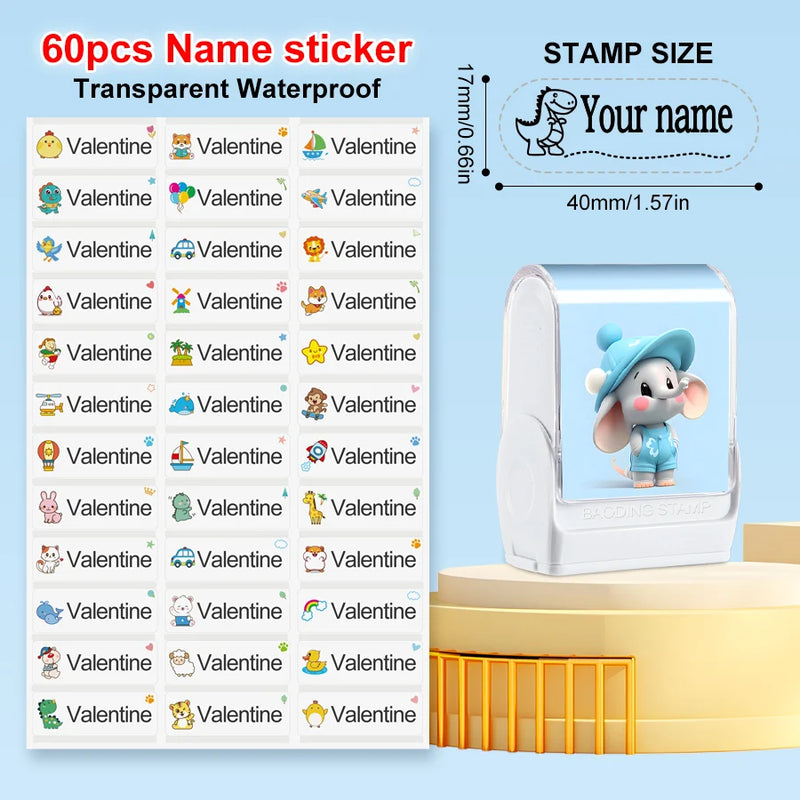 Customized kids name stamp personalized waterproof stamp for school uniform dresses logo shose tags  personalized ink pad stamps