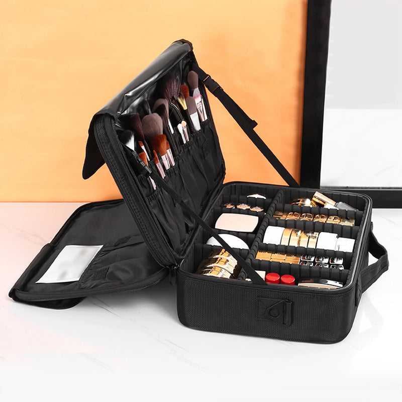 Three-layer Cosmetic Case Large Waterproof Oxford Cloth Manicure Makeup Toolbox,Travel Underwear Storage Box