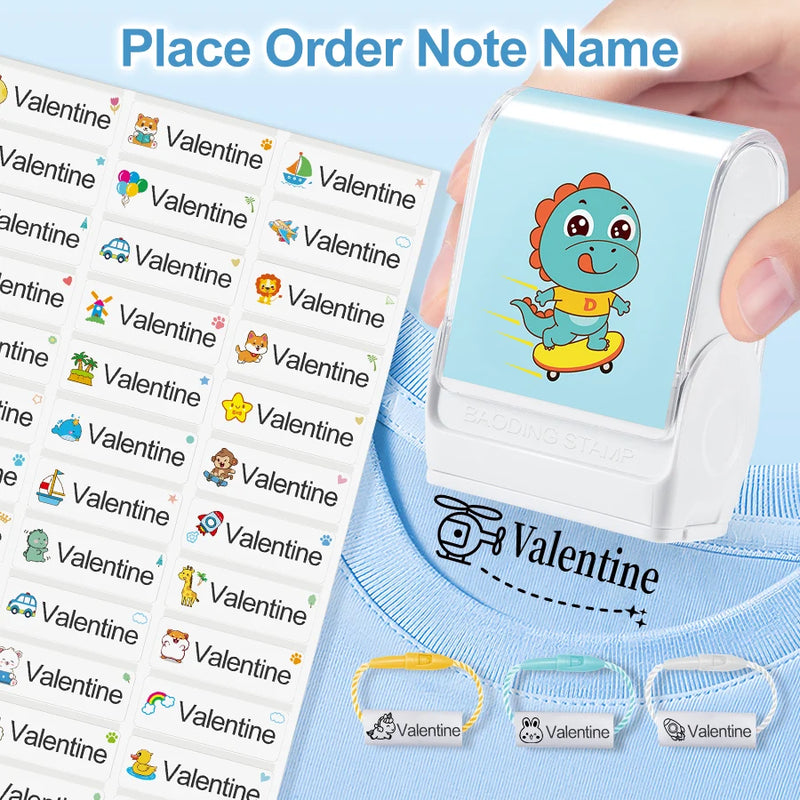 Customized kids name stamp personalized waterproof stamp for school uniform dresses logo shose tags  personalized ink pad stamps